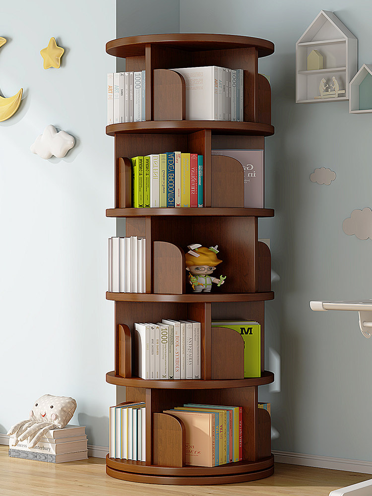 全实木旋转书架落地儿童置物架简易宝宝绘本收纳书柜家用学生多层,住宅家具,书架,淘宝优惠券,粉丝福利购,淘宝优惠卷