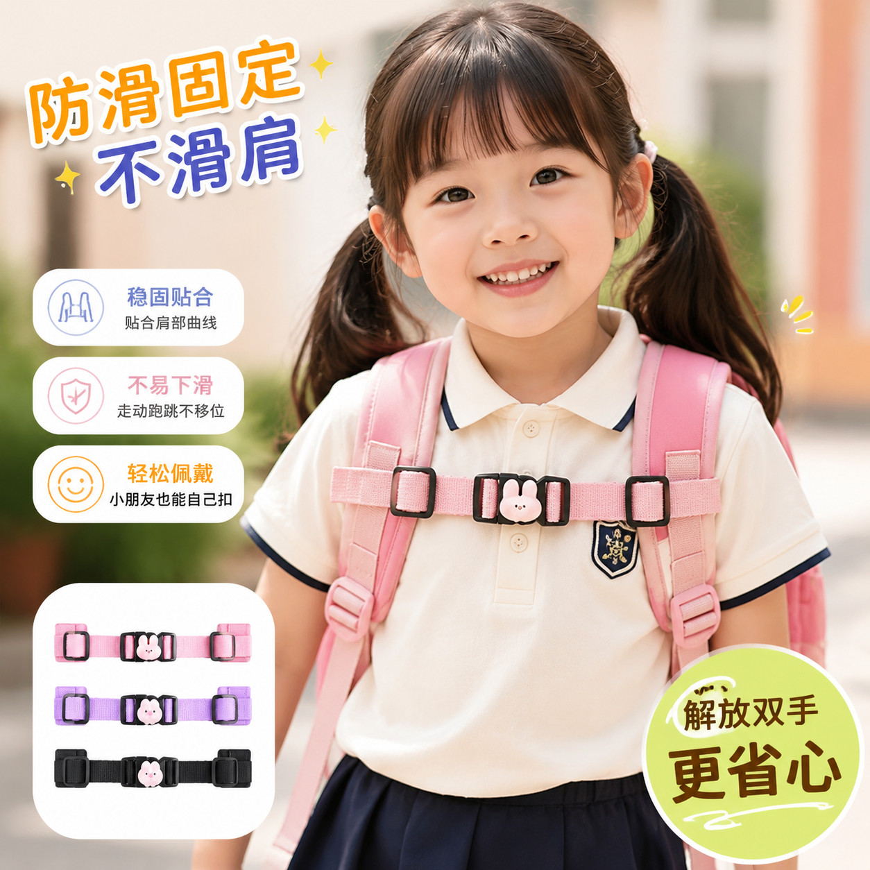双肩包防滑卡扣背包带固定扣胸前扣带儿童背带裤防掉夹防溜肩神器