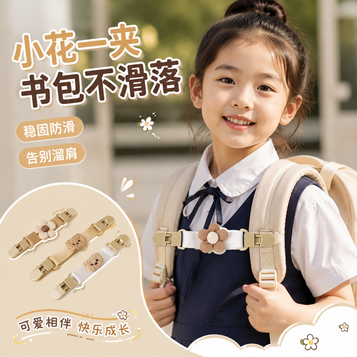 双肩包防滑卡扣背包带固定扣儿童背带裤防掉夹防溜肩神器防滑带子