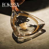 创意个性 饰摆件 水晶玻璃金色小号烟灰缸家用客厅茶几办公室轻奢装