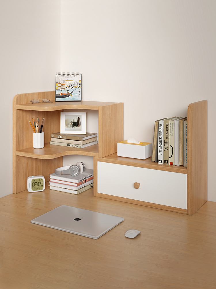 桌面置物架办公室简易转角书架子家用卧室学生书桌储物双层收纳架