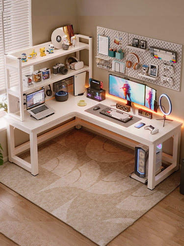 转角电脑桌家用双人电竞桌子卧室飘窗拐角书桌L型办公桌子工作台