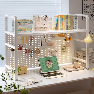 桌面置物架洞洞板书架桌上收纳架学生书桌多层铁艺简易办公整理架