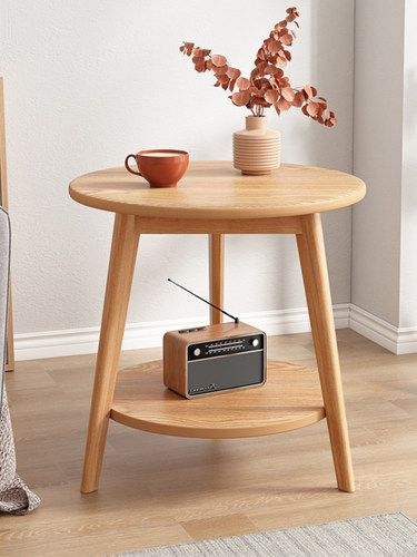 小圆桌子茶几客厅家用沙发边几北欧阳台卧室床头实木桌迷你小户型