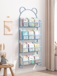 简易书架铁艺儿童绘本收纳架书本挂墙上省空间小型宝宝置物架书柜