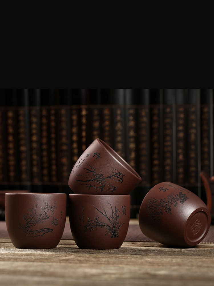 尊壶宜兴紫砂品杯手工单杯品茗杯主人杯功夫茶具小茶杯子家用套装