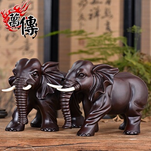 木雕大象摆件大号象一对黑檀木实木大象雕刻乔迁家居装饰工艺礼品
