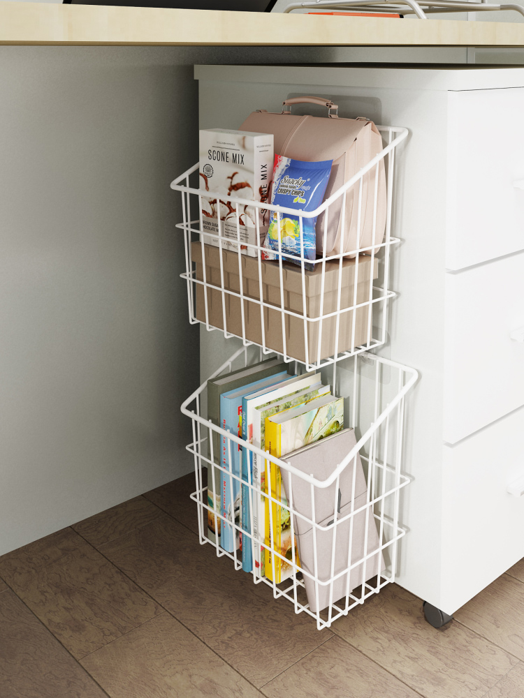 办公桌下置物架电脑台书桌柜子侧旁工位放包神器免钉文件收纳挂篮