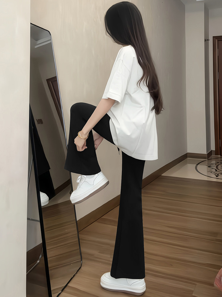 黑色微喇裤女高腰2026秋季小个子垂感西装马蹄裤修身显瘦喇叭裤子