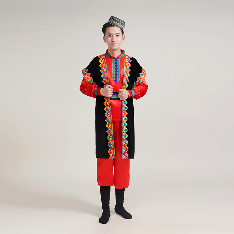 正品新疆维吾尔族服装男成人哈萨克舞蹈民族服装艺考装少数民族演