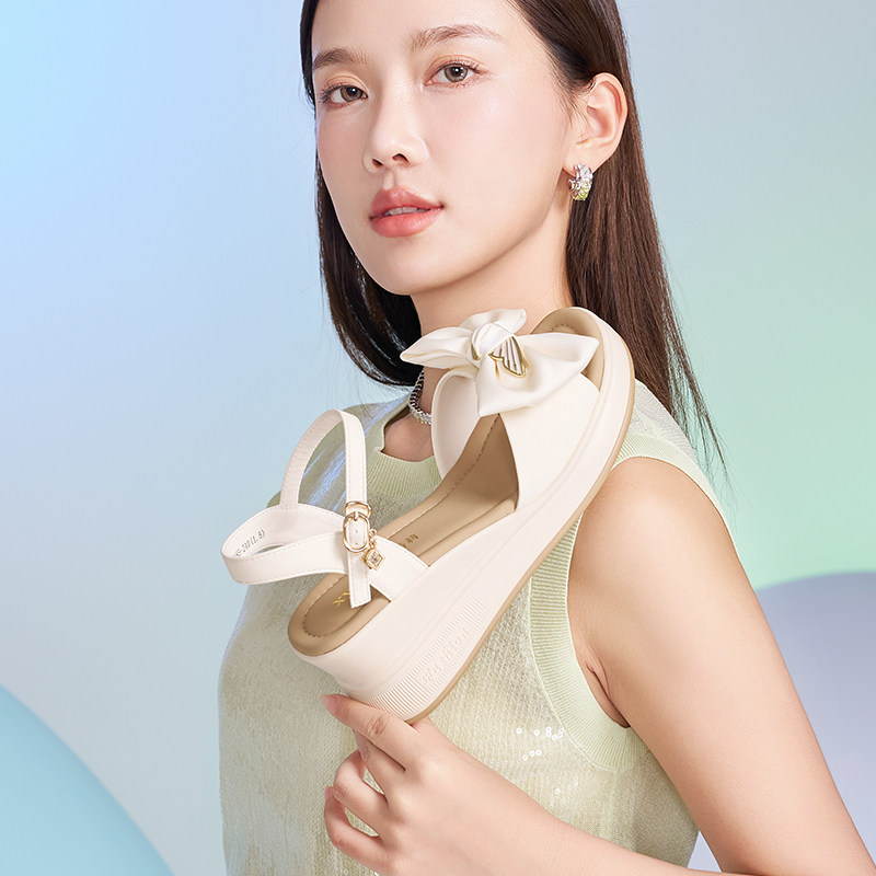 香香莉坡仙女风蝴蝶结凉鞋