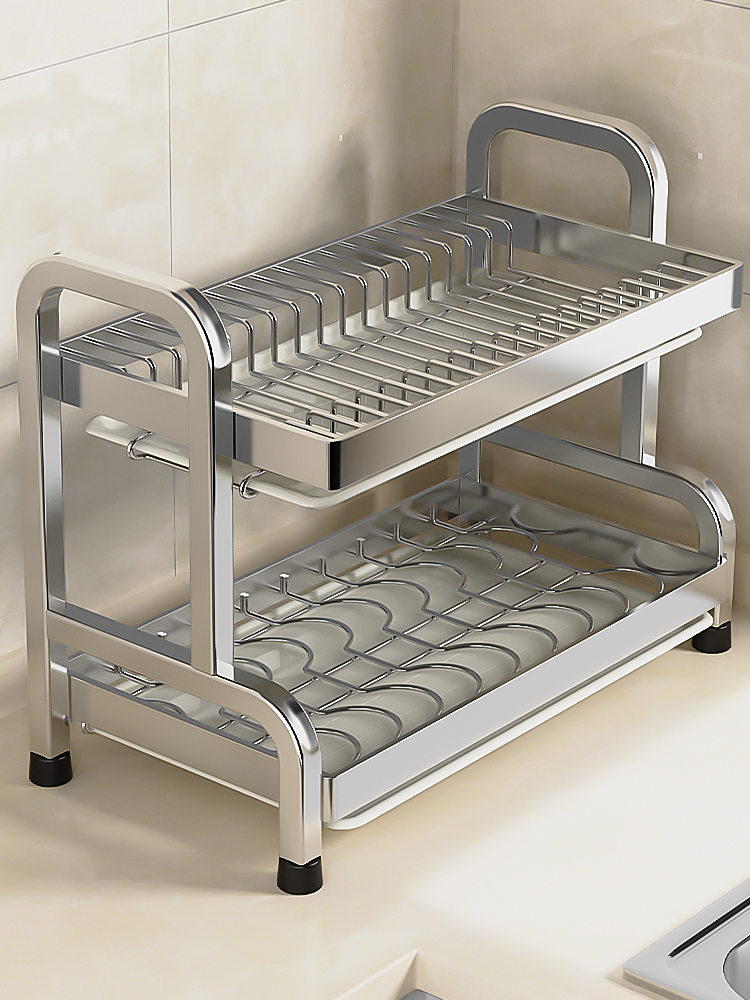 不锈钢碗碟收纳架厨房多功能置物架放碗盘沥水碗架碗筷收纳盒碗柜