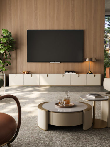 轻奢微晶石电视柜茶几大平层全屋搭配客厅收纳柜设计师款电视柜