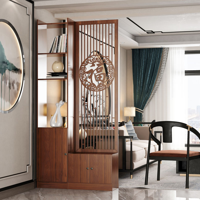 新中式简约进门屏风玄关现代客厅酒柜小户型靠墙一体鞋柜隔断柜
