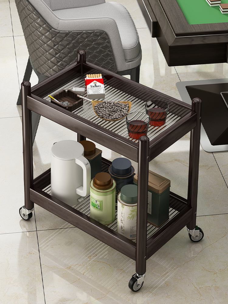麻将桌边几小茶几棋牌室带轮可移动迷你茶水架实木多功能置物架子