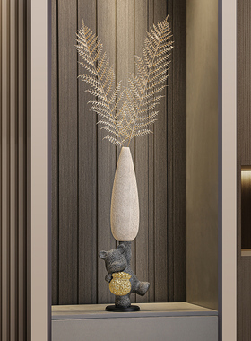 客厅细长花瓶摆件入户玄关陶瓷高级感电视柜壁龛竖高插花家居装饰