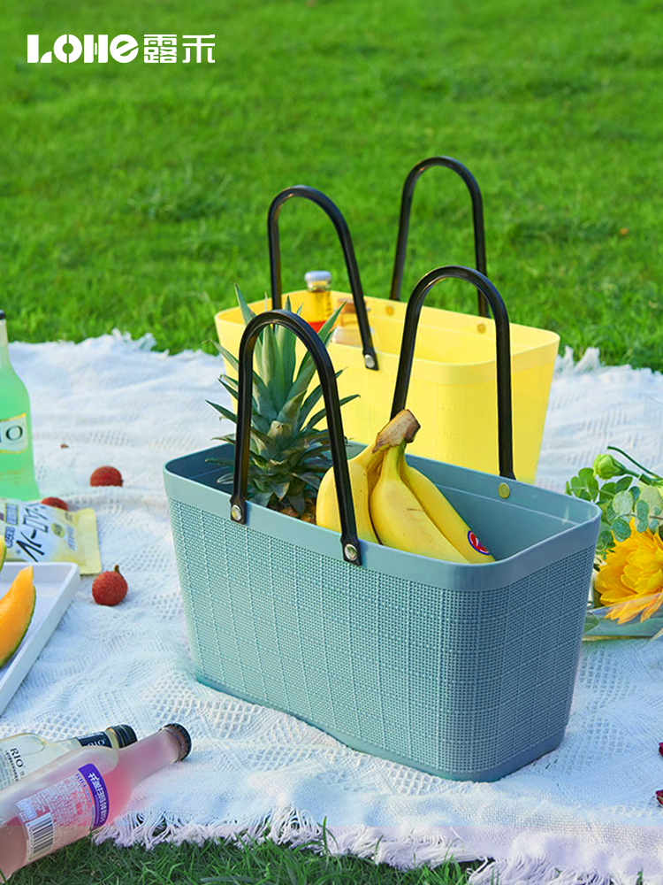 露禾户外露营野餐篮手提篮ins超市买菜购物篮便携脏衣收纳洗澡篮