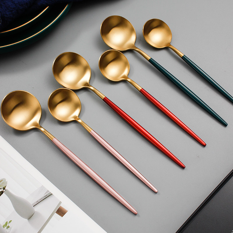 304不锈钢勺子家用饭勺汤匙调羹网红轻奢女韩式长柄吃西瓜勺餐勺,餐饮具,西餐勺,淘宝优惠券,粉丝福利购,淘宝优惠卷