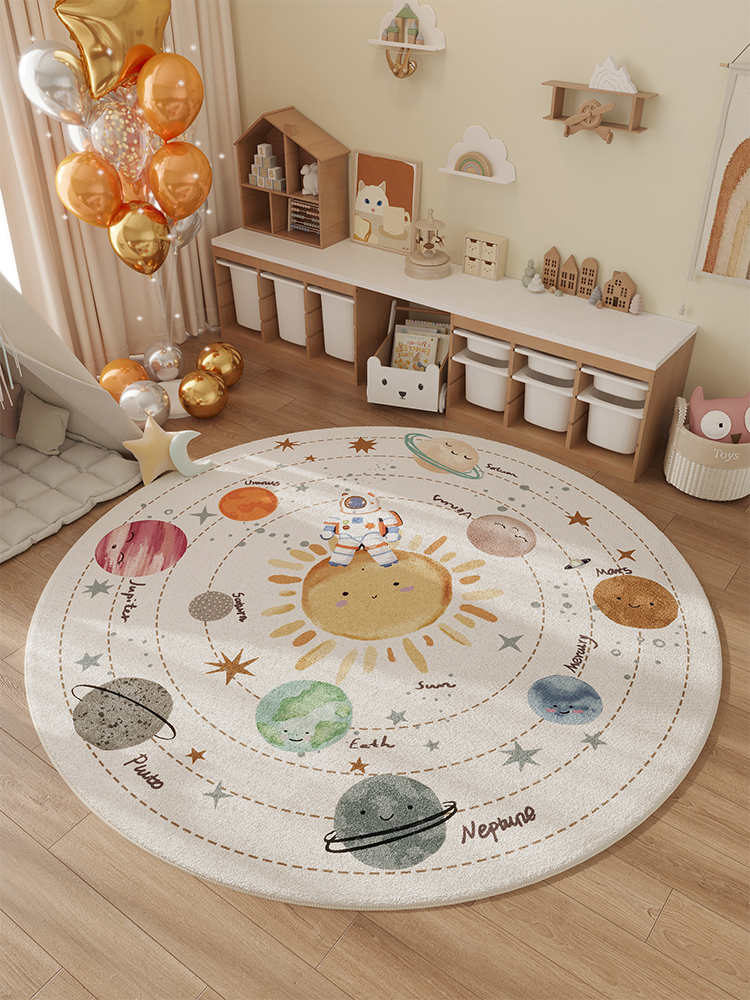 家用冬季2025新款儿童房地毯卧室床边毯防水防滑转椅地垫免洗可擦