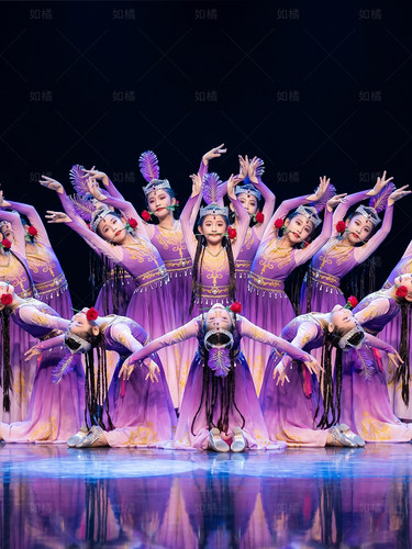 儿童新疆维吾尔族舞蹈演出服女童维族小娜扎古丽铃鼓花儿舞蹈服饰