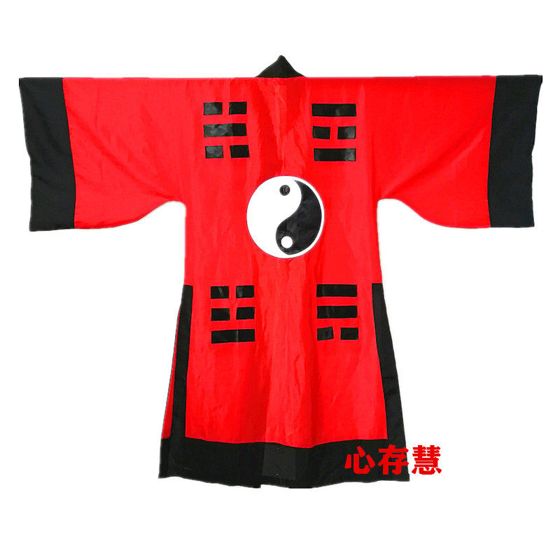 新款道士用品道士服太极八卦经衣拂尘八卦帽道服道袍道衣红单层夏