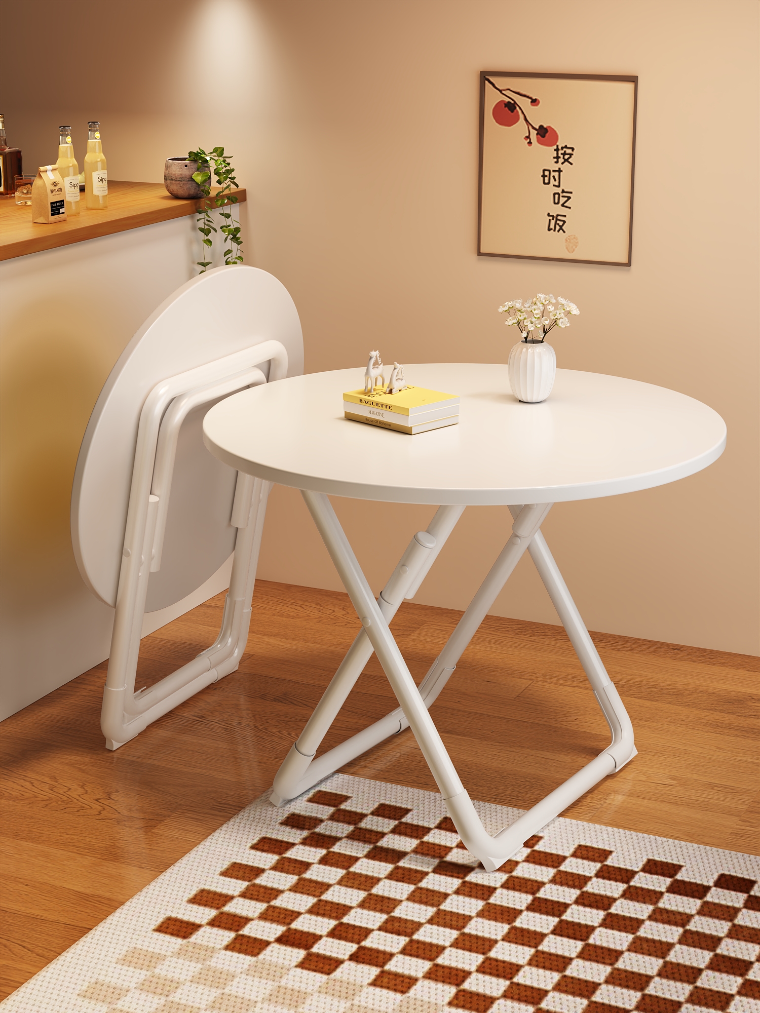 折叠桌家用小户型圆桌简易餐桌便携四方桌长方形吃饭桌子出租屋用