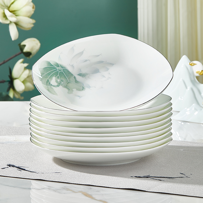 骨瓷盘子菜盘家用陶瓷菜碗饭盘套装2025新款高档轻奢简约碗碟餐具
