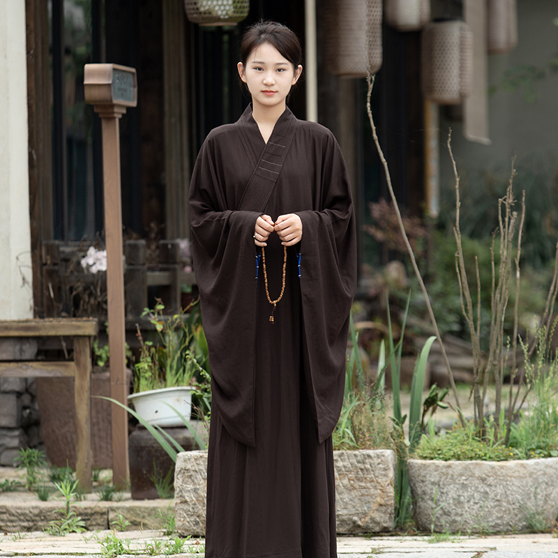 棉麻海青服居士服装男女同款海清衣僧服夏季透气薄和尚服长袍袈裟