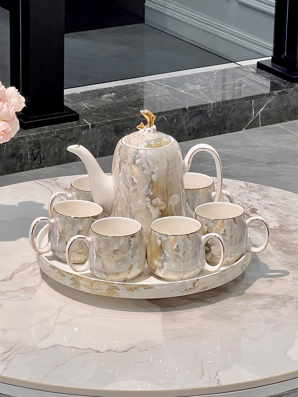 茶具套装2025新款轻奢高档陶瓷水杯茶壶茶杯家用客厅待客结婚礼品