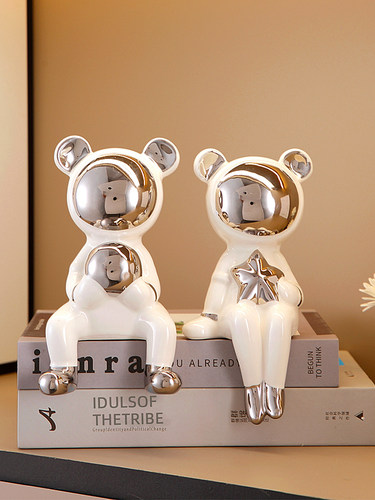 客厅电镀陶瓷兔子摆件轻奢高档家居饰品玄关酒柜桌面样板房装饰品