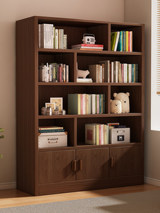 实木生态板书架置物架落地简易柜子靠墙客厅储物柜收纳家用书柜