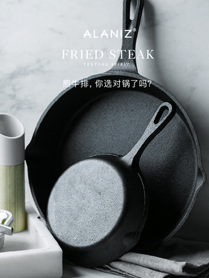 alaniz南兹欧式牛排煎锅无涂层铸铁锅平底锅电磁炉通用锅迷你锅