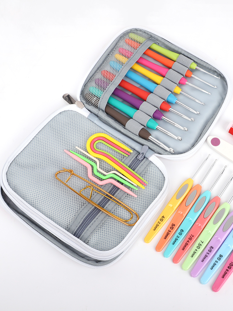 钩针编织工具全套装勾针收纳包手工编织DIY收纳袋钩织配件材料包