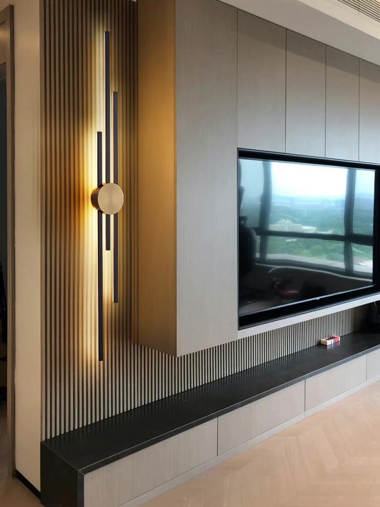 全铜高端客厅壁灯木格栅电视背景墙灯2023新款轻奢装饰卧室床头灯