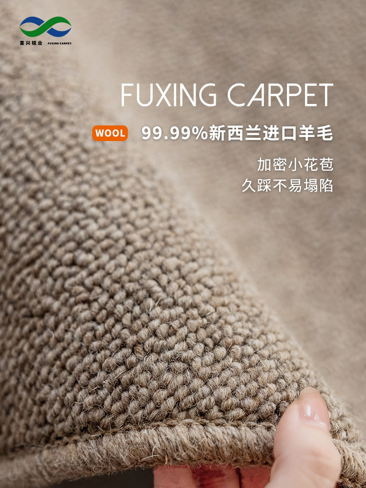 富兴进口纯羊毛圈绒地毯垫纯色棕色咖色定制大面积满铺客厅卧室,居家布艺,地毯,淘宝优惠券,粉丝福利购,淘宝优惠卷