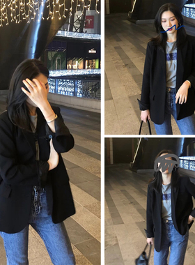 黑色西装外套女小个子2025春秋短款高级感炸街韩版休闲显瘦西服新