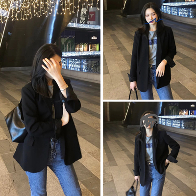 黑色西装外套女小个子2025春秋短款高级感炸街韩版休闲显瘦西服新