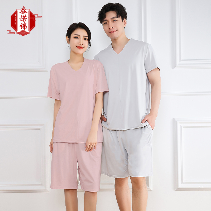 汗蒸服男女款冰凉丝曲水浴服浴衣短款冰丝按摩水疗服兰亭睡衣云丝