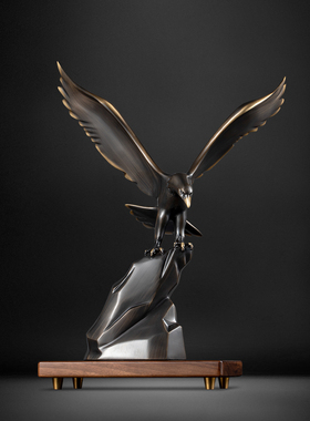 轻奢高档铜大展宏图家居客厅乔迁开业办公室桌面玄关装饰老鹰摆件