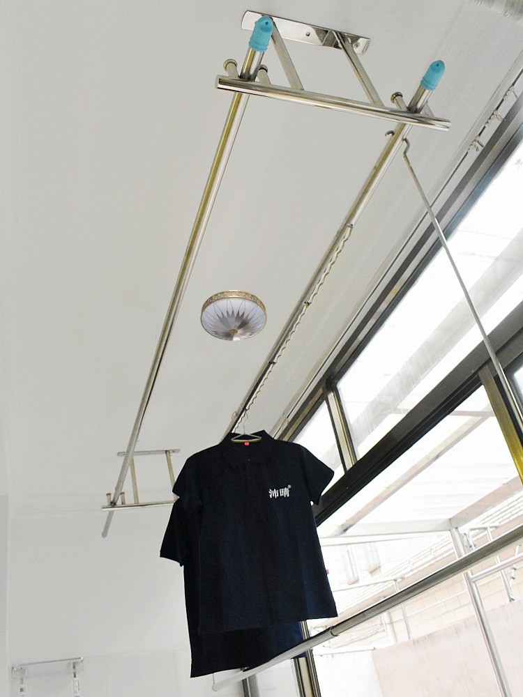 沛晴不锈钢管晾衣架室内伸缩式顶装阳台晾衣杆家用墙顶加长晒衣架