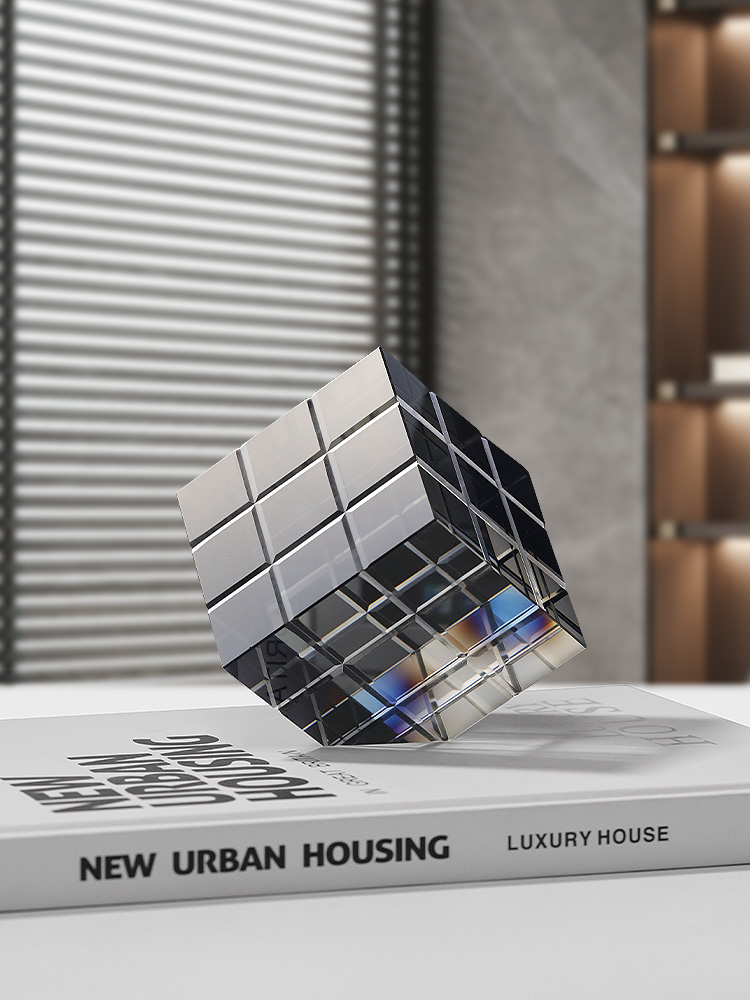 北欧创意艺术魔方水晶摆件客厅书房办公室电视柜玄关桌面装饰品