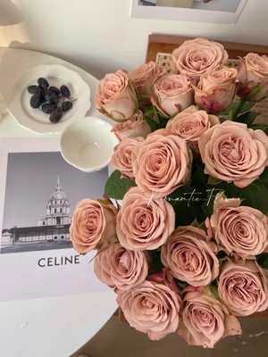 干花网红卡布奇诺仿真玫瑰花婚庆花墙插花家居商店装饰花束摆设