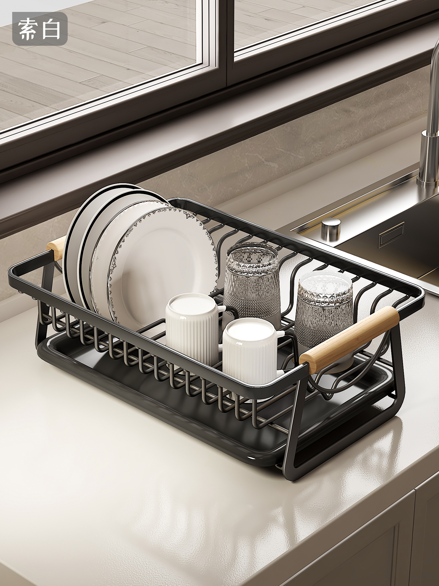 沥水碗盘架碗碟收纳架厨房放碗筷餐具收纳筐铁艺高颜值滤水置物架