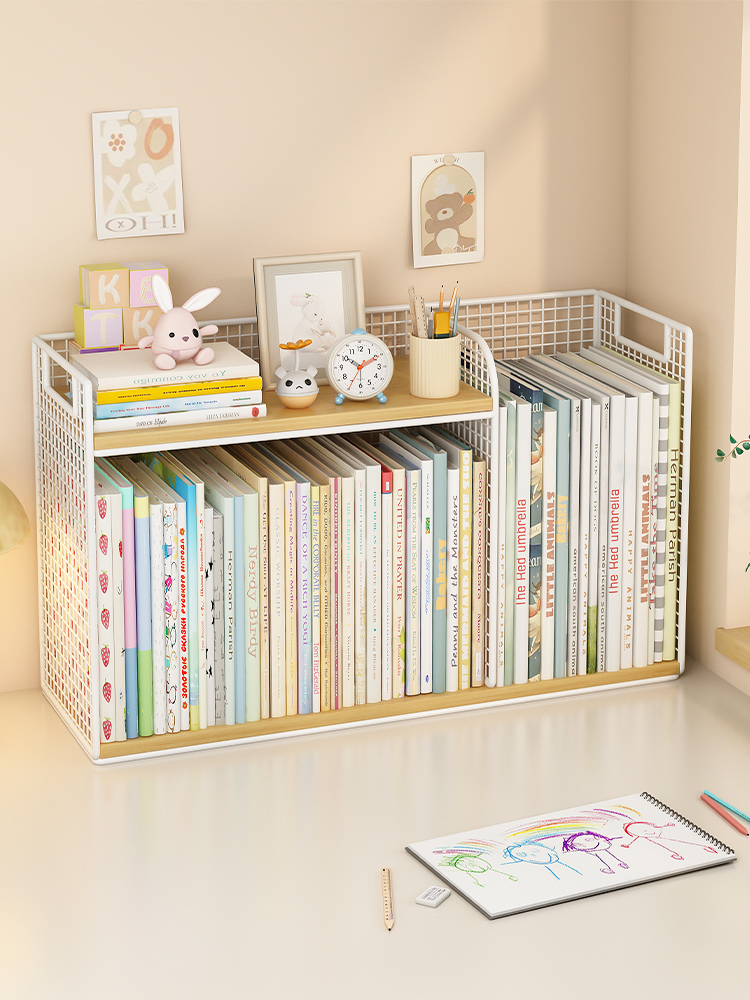桌上书架桌面收纳置物架书本书桌书立架儿童绘本分层柜多层整理盒