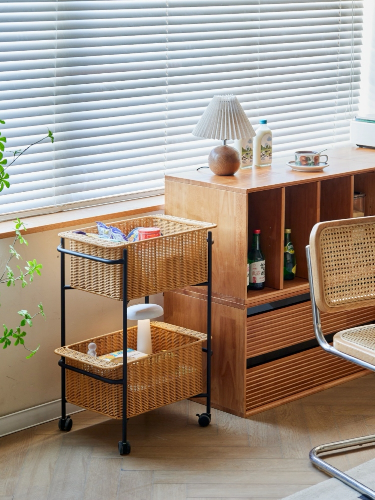 收纳筐置物架零食小推车落地移动客厅卫生间浴室厨房蔬菜篮收纳架