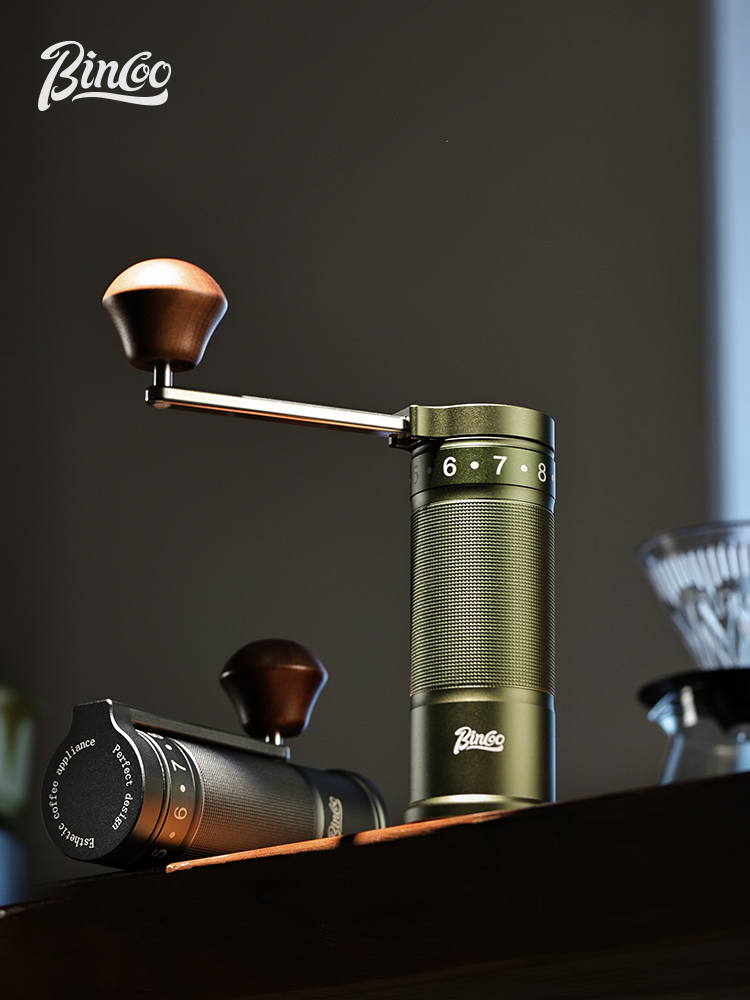 Bincoo便携可折叠手摇磨豆机橄榄绿钢芯六星手磨咖啡豆研磨机手动