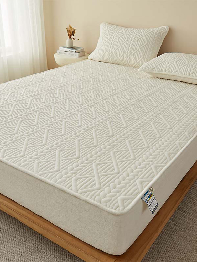 A类抗菌牛奶绒夹棉床笠单件珊瑚绒床罩冬季床垫保护罩套