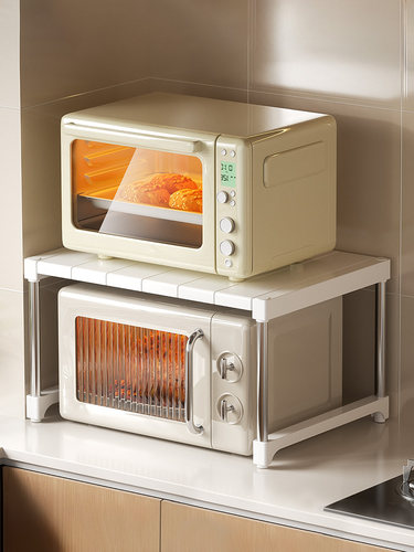 厨房微波炉置物架可伸缩多层锅具收纳烤箱电饭锅空气炸锅台面支架