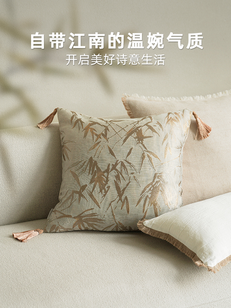 澜品『岚竹』国潮吊穗抱枕 MISSLAPIN客厅靠枕沙发腰枕新中式靠垫