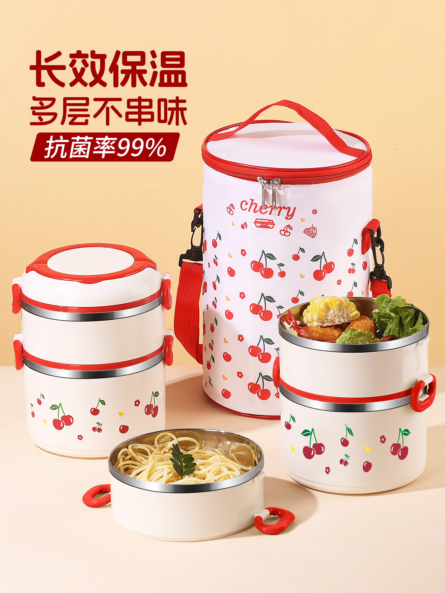 2025新款保温饭盒专用上班族多层不锈钢手提带饭桶便携大容量三层